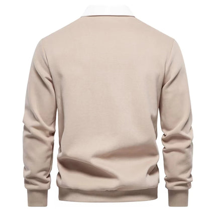 2025 Spring Autumn Polo Neck Sweatshirts for Men Fashion Smart Casual Cotton Mens Hoodies Sweatshirts High-Quality Pullover Tops