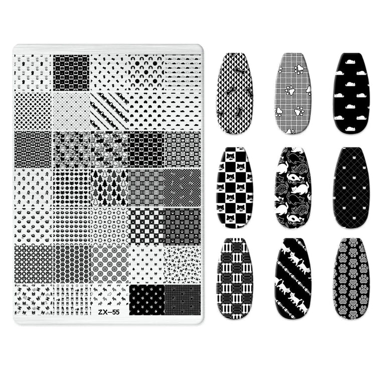 Flowers Love Nail Stamping Newspaper Splice Theme Irregular Stamping Plates Letter Nail Art Printing Stencil Tool Big Size Tools