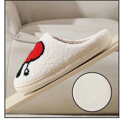 Comwarm pantofole invernali in pelliccia Fulffy per le donne pantofole piatte in pile di peluche con cuore d'amore dolce scarpe in cotone per interni casa coppia diapositive