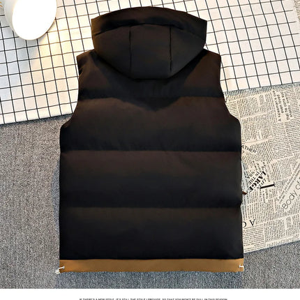 New Hooded Casual Men Waistcoat Comfortable Warm Zipper Male Sleeveless Jackets Solid Color Windproof Clothing for Men Spring