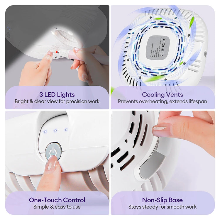 Powerful 130W Nail Dust Extractor Vacuum Cleaner 6 Gear Adjustable Suction with 360° Flexible Tube Manicure Dust Collector for Nail Stylist Salon & Home Nail Art