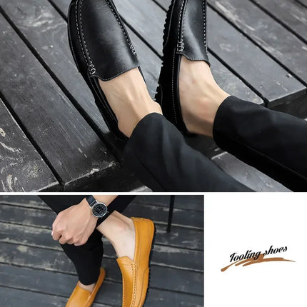 Mocassini in Pelle Traspirante, Scarpe Casual da Uomo, Slip-on Formali Italiane, Chaussure Homme