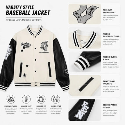 Veidoorn Street Fashion Baseball Jacket Unisex Casual Loose Baseball Coat Men Outdoor Streetwear Sport Er Jacket Daily Wear