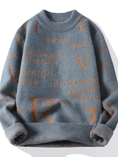 Fashion Letter Sweater For Mens Pullover O-Neck Slim Fit Jumpers Knitwear Warm Winter Korean Style Casual Mens Clothes