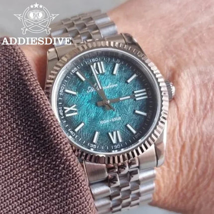 ADDIESDIVE 36mm AD2512 Watch For Men BGW9 Luminous Jubilee Strap 100m Waterproof Sapphire Glass VH31 Movement Quartz Watch Reloj