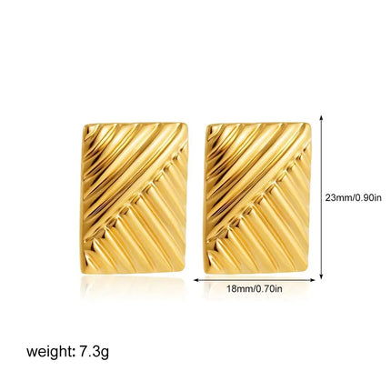 Orecchini a Perno Geometrici a Forma di C Multistrato Placcati in Oro 18K, Antiruggine, in Acciaio Inossidabile per Donne platinumshop