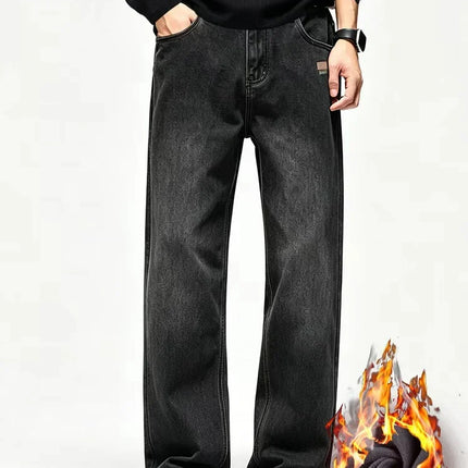 American Retro Jeans Men's 2026 Autumn and Winter with Plush New Trendy Brand High Street Casual Loose Straight Leg Long Pants