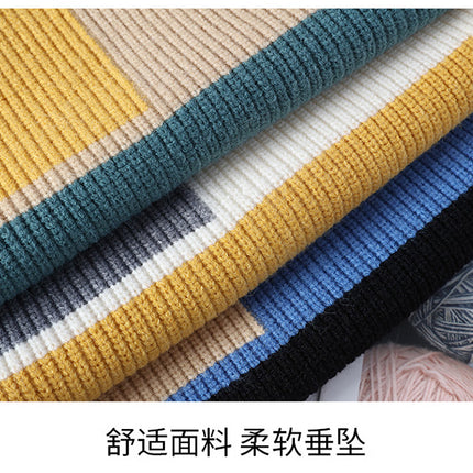 Color Matching Winter Knitted Sweater High-quality New Pullover Loose and Warm Thick Street Autumn Wool 2023 New