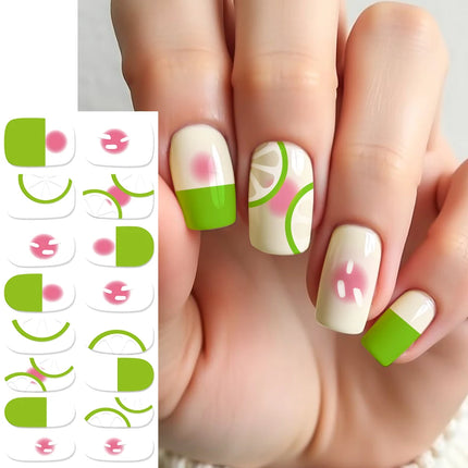 16Tips Semi Cured Leopard Print Gel Nail Stickers Chic Maillard Color Nail Strips Patch Self-adhesive UV Lamp Need Press On Nail