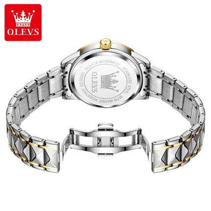 OLEVS Orologio da uomo al quarzo originale Orologio da uomo di lusso con calendario aziendale alla moda in acciaio inossidabile Orologio da specchio a forma impermeabile platinumshop