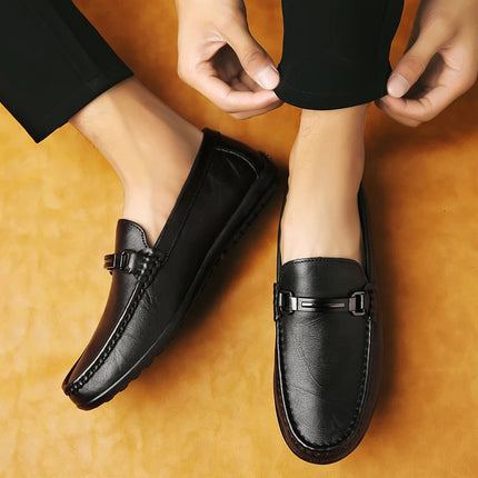 Eleganti Mocassini Estivi in Pelle per Uomo, Scarpe Casual alla Moda, Leggere e Antiscivolo, Slip-on, Scarpe da Passeggio Primaverili ed Estive