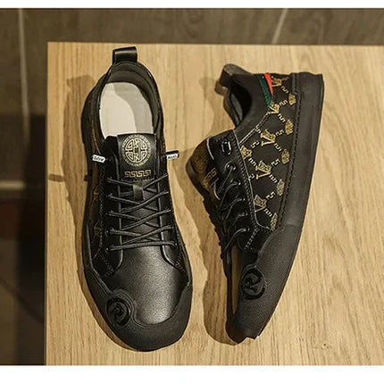 European Station Leather Fashion Men's Sneakers Men Shoes Man Embossed All Fashion Leather Red Casual Shoes for Men Men Shoes