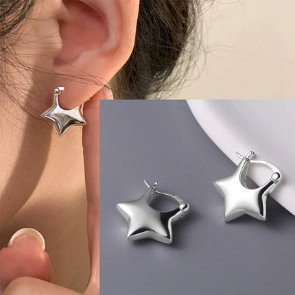 Ventfille 925 Sterling Silver Star Earring for Women Girl Simple Tassels Chain Fashion Office Jewelry Gift Dropshipping PlatiNum
