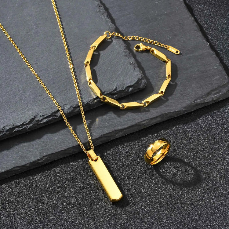 Set di 3 Collane con Barra Verticale per Uomo, Collana con Ciondolo in Acciaio Inossidabile Stile Hip Hop, Set di Gioielli alla Moda Regalo per Lui platinumshop