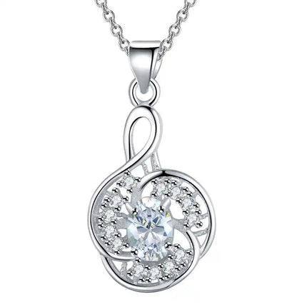 Collana con Ciondolo in Argento Sterling 925 con Zirconi per Donne, Gioielli di Alta Qualità per Matrimoni e Fidanzamenti, Regali di Moda per Feste PlatiNum