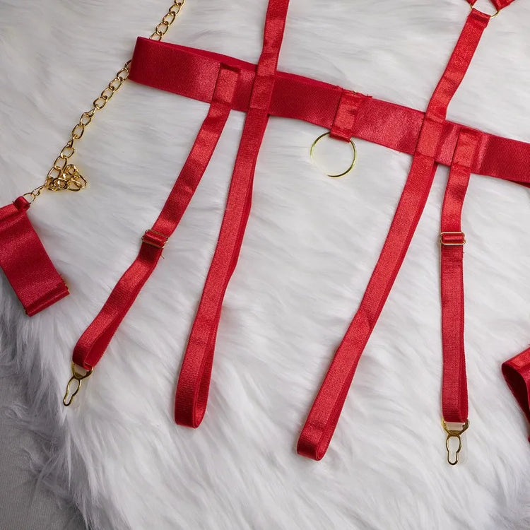 Toucheart 4 Piece Set Sexy Chain Halter Underwear Set For Women Erotic Lingerie Temptation Sexy Role Play Chain Underwear Set