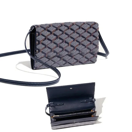 Borsa a Tracolla Lunga con Motivo a Quadretti Retrò, Tracolla Sottile Rimovibile, Porta Carte Multiplo, Tasca Portamonete con Cerniera, Borsetta Piccola alla Moda per Uso Quotidiano