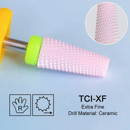 Pink Ceramic Carbide Nail Drill Bits Milling Cutter For Gel Polish Remover Electric Nail Machine Polishing Peeling File Home Salon Manicure Pedicure Accessories