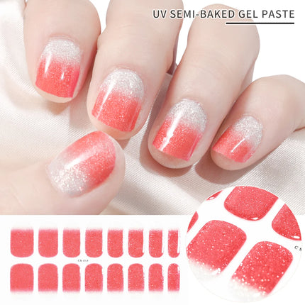 Semi Cured Wraps Fast Gel Nail Sticker Soild Nail Gel Wraps Adhesive Full Cover Gel Nail Decal UV Lamp Cured Manicure Decoration2028