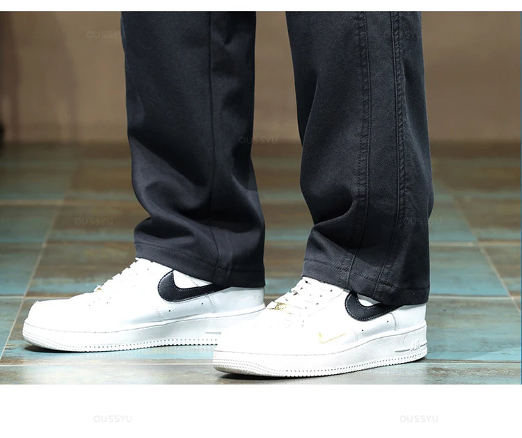 Brand Clothing New Soft Lyocell Fabric Pants Men Thick Loose Straight Drawstring Elastic Waist Korea Casual Cargo Trousers Male