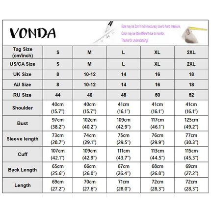 VONDA Autumn Women Capes Elegant Stand Collar Thin Cape Coat Solid Button Poncho OL Work Tops Office Streetwear Party Jackets
