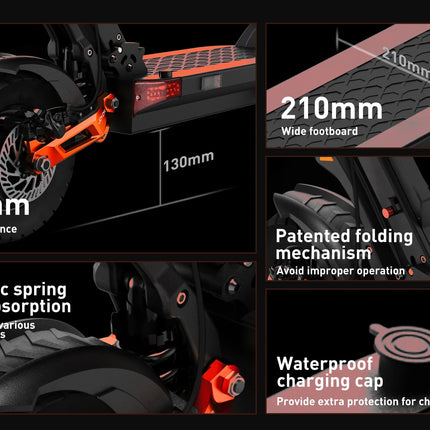 JOYOR T10 Scooter elettrico per adulti 1000W * 2 Motore 60V18AH Batteria Skateboard fuoristrada 10 "Pneumatico fuoristrada Pieghevole E-Scooter platinumshop