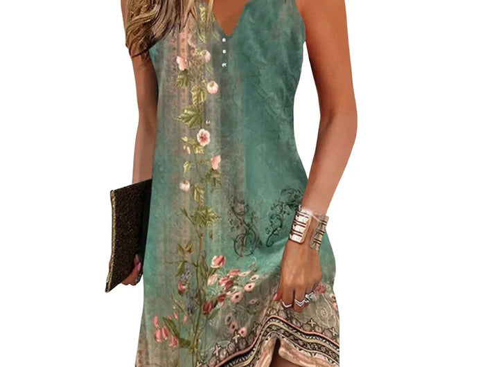 Abiti Estivi da Donna alla Moda, Vestiti Bohémien Senza Maniche, Copricostume con Scollo a V, Abito Copricostume da Spiaggia platinumshop