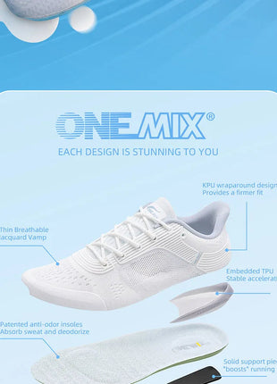 ONEMIX YUE SHUANG Running Shoes for Men Air Cushion Athletic Couple Trainers Sport Runner Shoes Outdoor Women Walking Sneakers PlatiNum