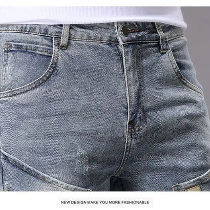 Men's Casual Jeans Vintage Straight Leg Elastic Slim Fit Autumn Winter Sweatpants Trousers Skinny Y2k Jeans Men's Cargo Pants