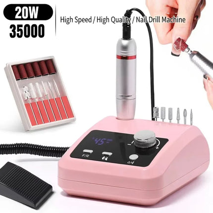 Professional Manicure Pedicure Nail Art Tool Electric Nail Drill High Rotation Speed Quick Nail Grinding Surface Polisher