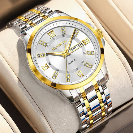 SUNKTA Orologio da Donna con Diamanti, Moda Creativa, Acciaio Impermeabile, Orologio al Quarzo Casual Luminoso con Bracciale platinumshop