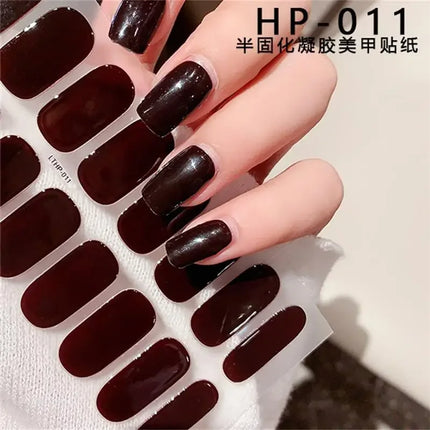 Semi Cured Wraps Fast Gel Nail Sticker Soild Nail Gel Wraps Adhesive Full Cover Gel Nail Decal UV Lamp Cured Manicure Decoration2028