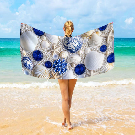 1 Serviette de plage en microfibre ultra-fine Ocean Element, serviette de plage absorbante à séchage rapide, serviette de plage de sport pour la natation