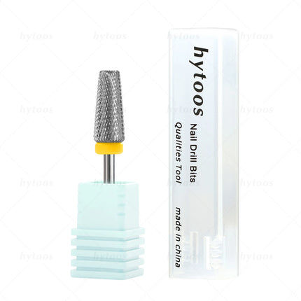 HYTOOS Tapered 5 in 1 Nail Drill Bit Cross Teeth Carbide Nail Bits Remove Gel Electric File Drills Machine Manicure Accessories