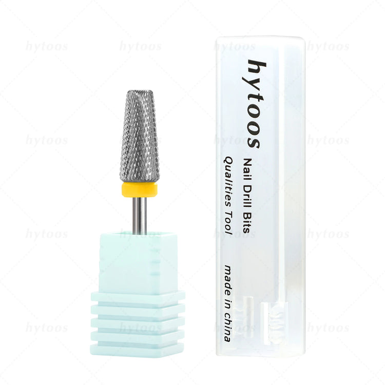 HYTOOS Tapered 5 in 1 Nail Drill Bit Cross Teeth Carbide Nail Bits Remove Gel Electric File Drills Machine Manicure Accessories
