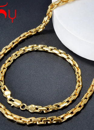 Sunny Jewelry Set Classic placcato oro collana bracciale per donna uomo Luxury Punk rame Link catene collana braccialetto regalo platinumshop