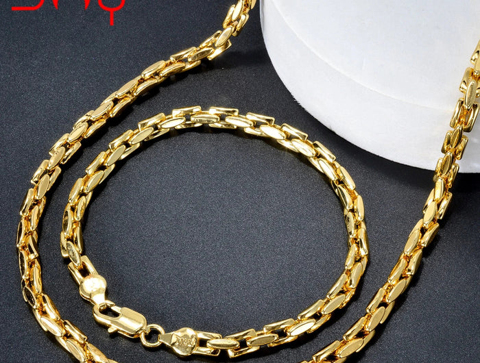 Sunny Jewelry Set Classic placcato oro collana bracciale per donna uomo Luxury Punk rame Link catene collana braccialetto regalo platinumshop