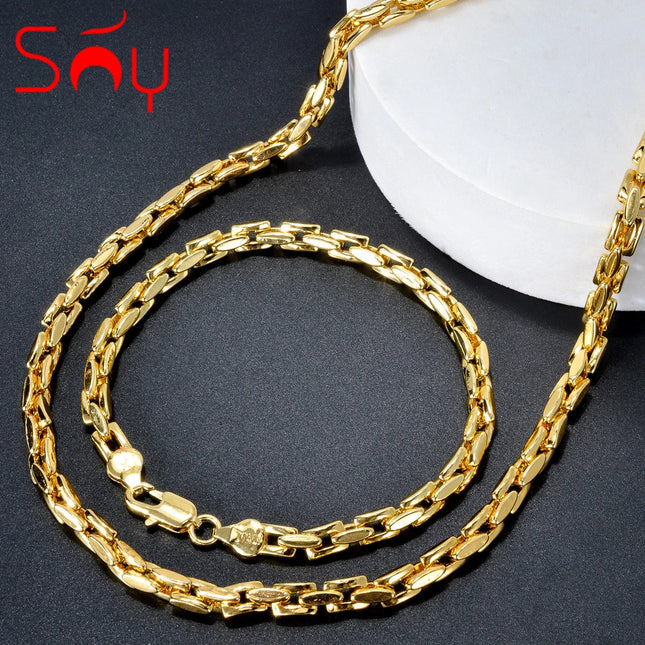 Sunny Jewelry Set Classic placcato oro collana bracciale per donna uomo Luxury Punk rame Link catene collana braccialetto regalo platinumshop