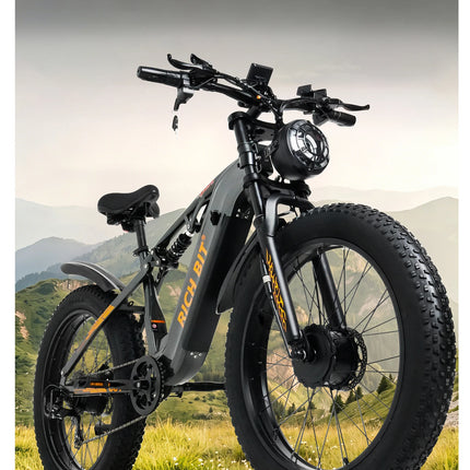 Bici Elettrica Fuoristrada C01, E-bike da Montagna 26'', Doppio Motore, Potenza di Picco 3000W, Batteria al Litio Rimovibile 48V 20Ah, Doppia Sospensione, Velocità Massima 60-63km/h