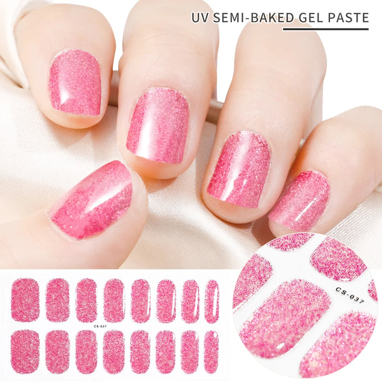 Semi Cured Wraps Fast Gel Nail Sticker Soild Nail Gel Wraps Adhesive Full Cover Gel Nail Decal UV Lamp Cured Manicure Decoration2028