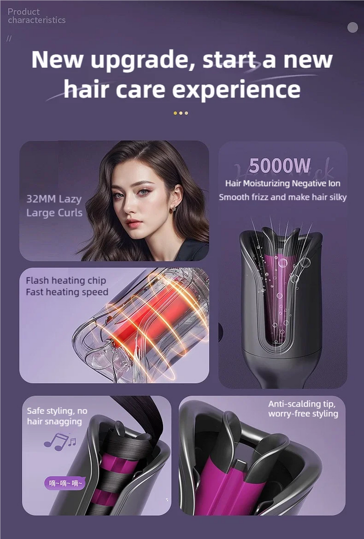 TINSOL 32MM Electric Rotary Curling Iron Automatic Hair Curler Negative Ion Air Rotating Curling Bar Professional Styling Tool