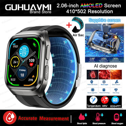 2026 Nuovo aggiornamento AI diagnostico Airbag pressione sanguigna precisa salute SmartWatch acido urico ECG lipidi nel sangue Smartwatch uomo donna platinumshop