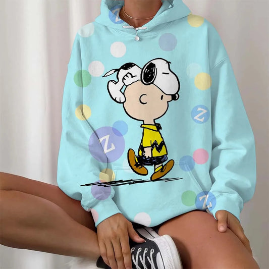 Snoopy Cartoon Anime Women's Hoodie Spring and Autumn Edition O-neck Hoodie 2025 New Super Large Sportswear Top