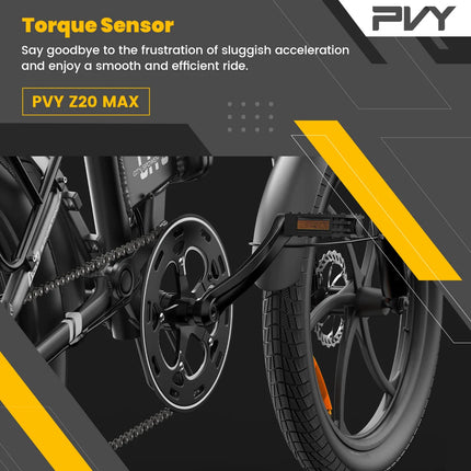 Bicicletta Elettrica PVY Z20 MAX, Sensore di Coppia, Motore da 750W, Doppia Batteria 36V25.6Ah, Pneumatici da 20*2.3 pollici, Autonomia Massima 200km, Freno Idraulico