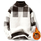 2023 Winter/Autumn Mink velvet High-Quality Fashion Trend Plaid Pattern Sweater Men Casual Loose Warm Sweaters Men Comfortable