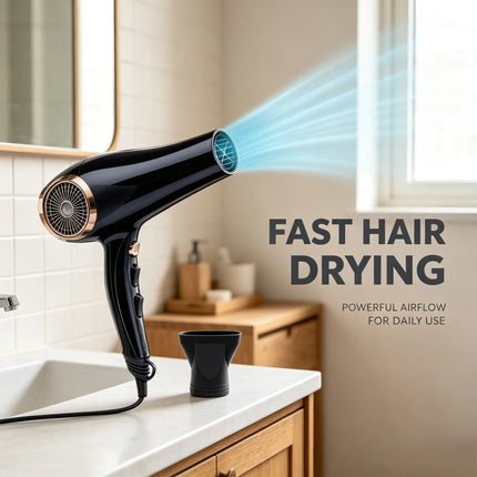 Professional Negative Ions Hair Dryer 2200W 100‑240V Multi Speed Temperature Control Blow Dryer With Concentrator Nozzle For Salon Home Use