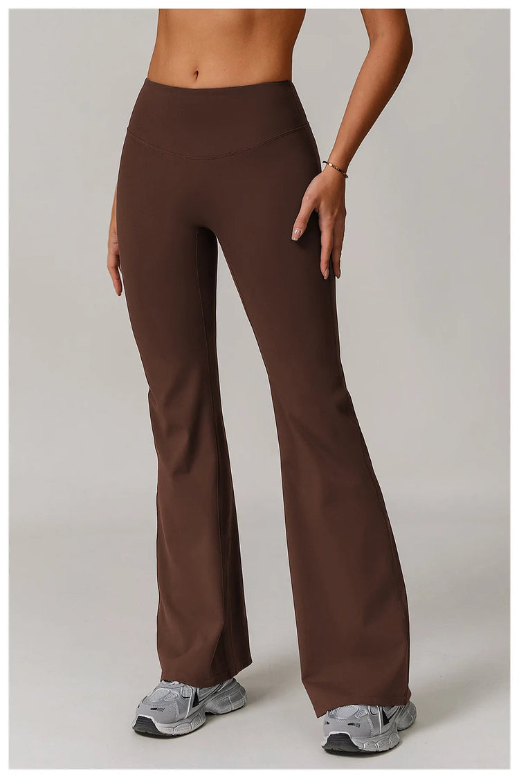 High Waist Wide Leg Pants Leggings Women Tights Fitness Bell-bottoms Yoga Elastic Leggings Push Up Gym Workout Flared Pants PlatiNum
