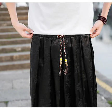 Vendite calde Pantaloni Da Uomo 2024 Nuovo Drago di Seta del Ghiaccio Fiore Scuro Bloomers Moda Allentata Gamba Larga Casual di Alta Qualità Pantaloni Maschili di Marca