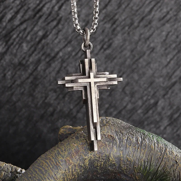 Vintage Christian Ice Crystal Jesus Head Pendant Necklace for Men and Women Cross Catholic Amulet Jewelry PlatiNum
