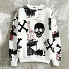 Men's Skull Print Sweatshirt Street Style Retro Graffiti Fashion Pullover Autumn Harajuku Style Casual Loose Crew Neck Top